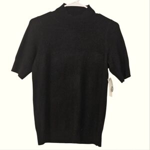 NWT Maeve By Anthropologie Black Cashmere Short Sleeves Cut Out Back Top Size S